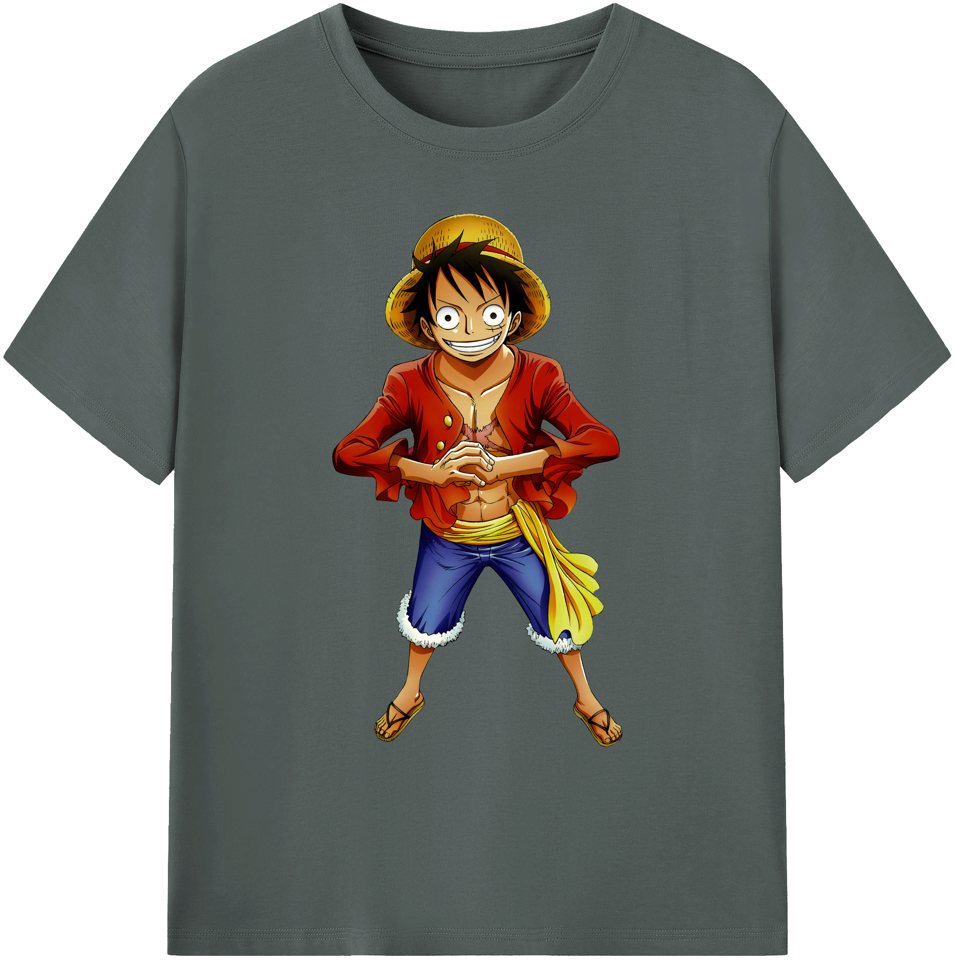 ワンピース モンキー・D・ルフィ ONE PIECE Monkey D. Luffy 綿100％ メンズ半袖Tシャツ｜肌触りやわらか＆通気性